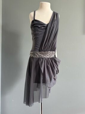 Gray Dance Costume with Sequin Waistband-Modern, Lyrical, contemporary solos